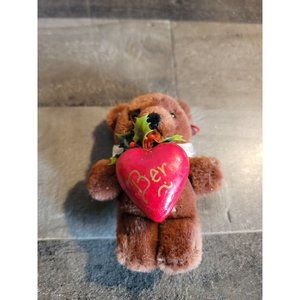 Teddy bear heart Mistletoe ornament xmas